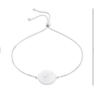 Sterling Silver 'E' Initial Bracelet  Disc Bolo Chic Stylish Trendy Minimal NWT